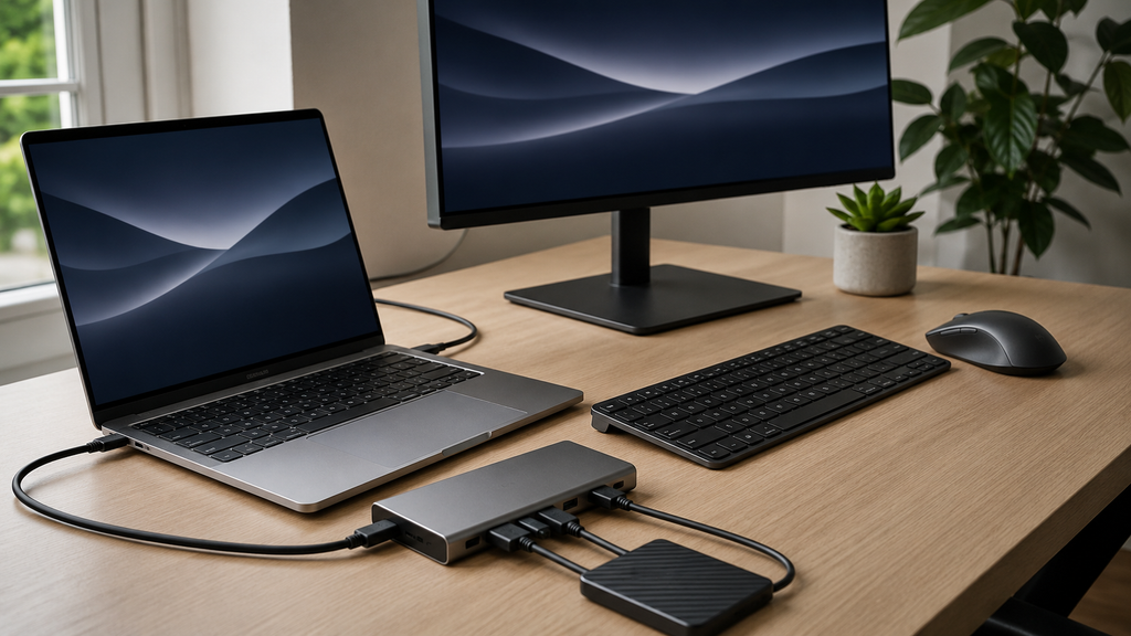 USB-C 허브 고르는 법을 설명하는 노트북 업무환경